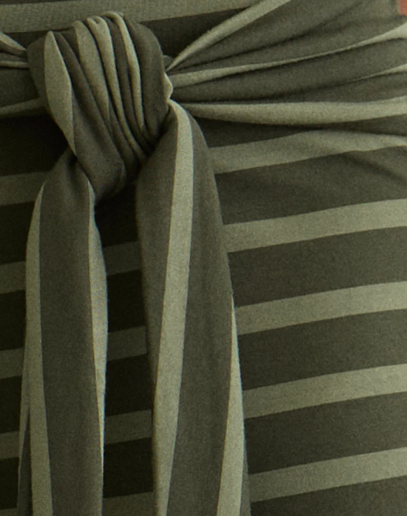 Esata Wrap Trouser in Wide Stripe Green - Image 5