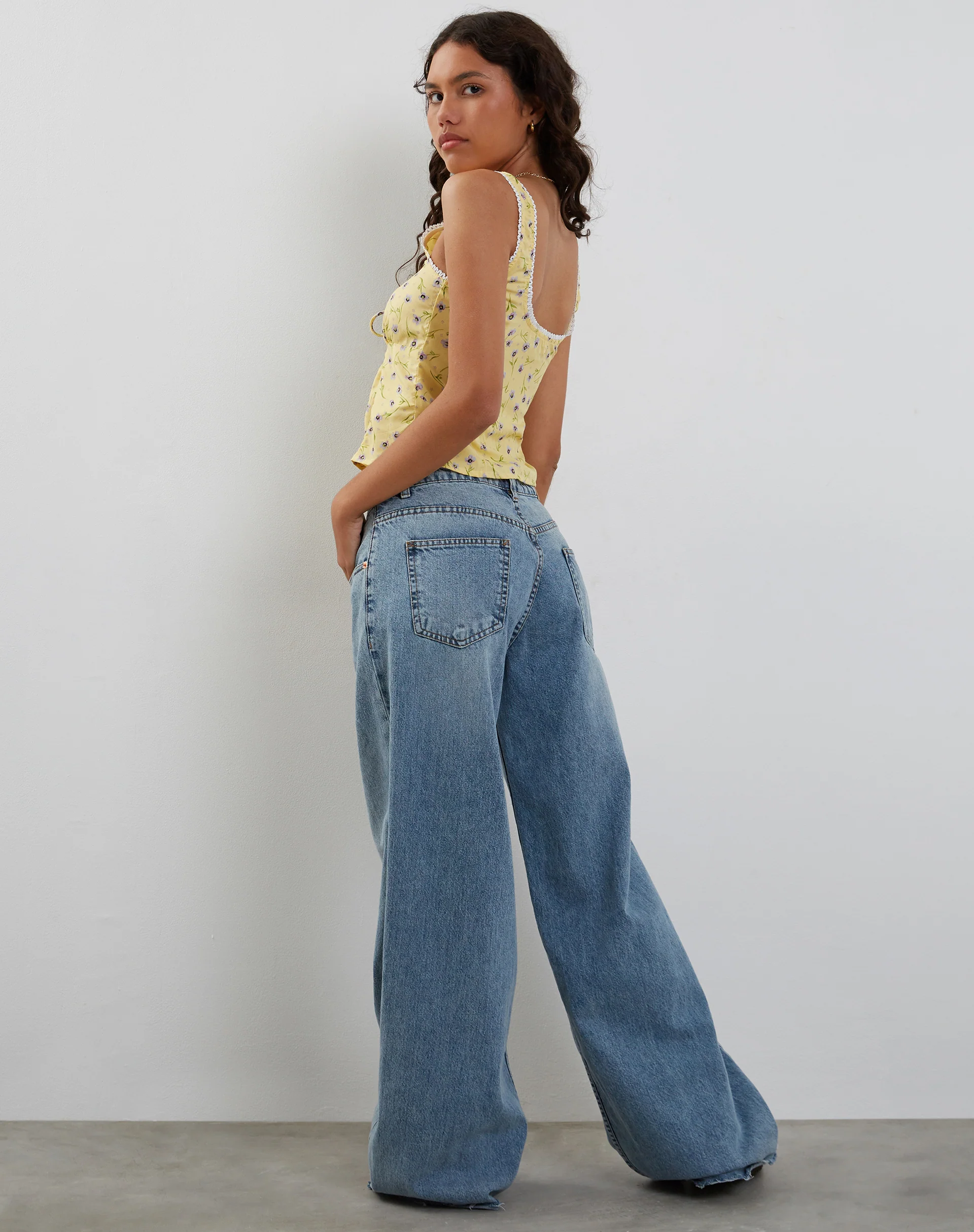 Esau Tie Front Top in Wild Flower Lemon Drop - Image 4