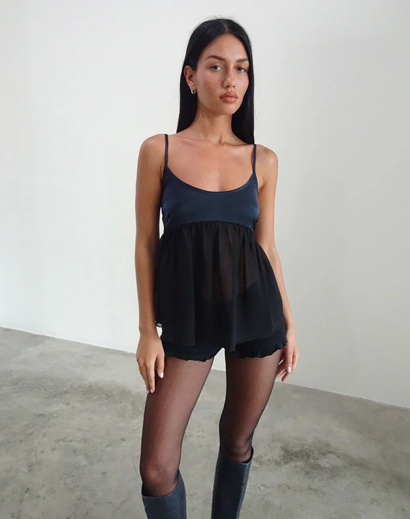 Esila Top in Chiffon Satin Black - Image 2