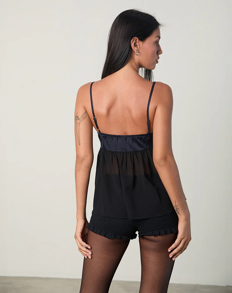 Esila Top in Chiffon Satin Black - Image 5