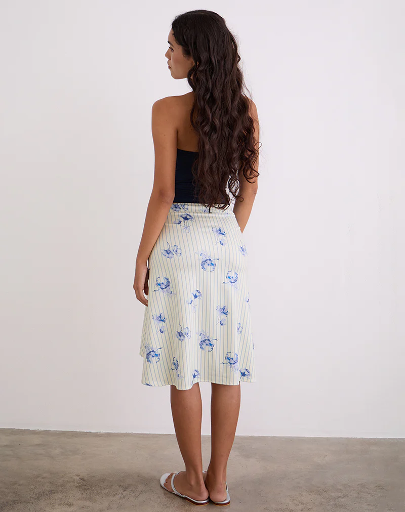 Esmeray Midi Skirt in Floral Stripe Cream - Image 5