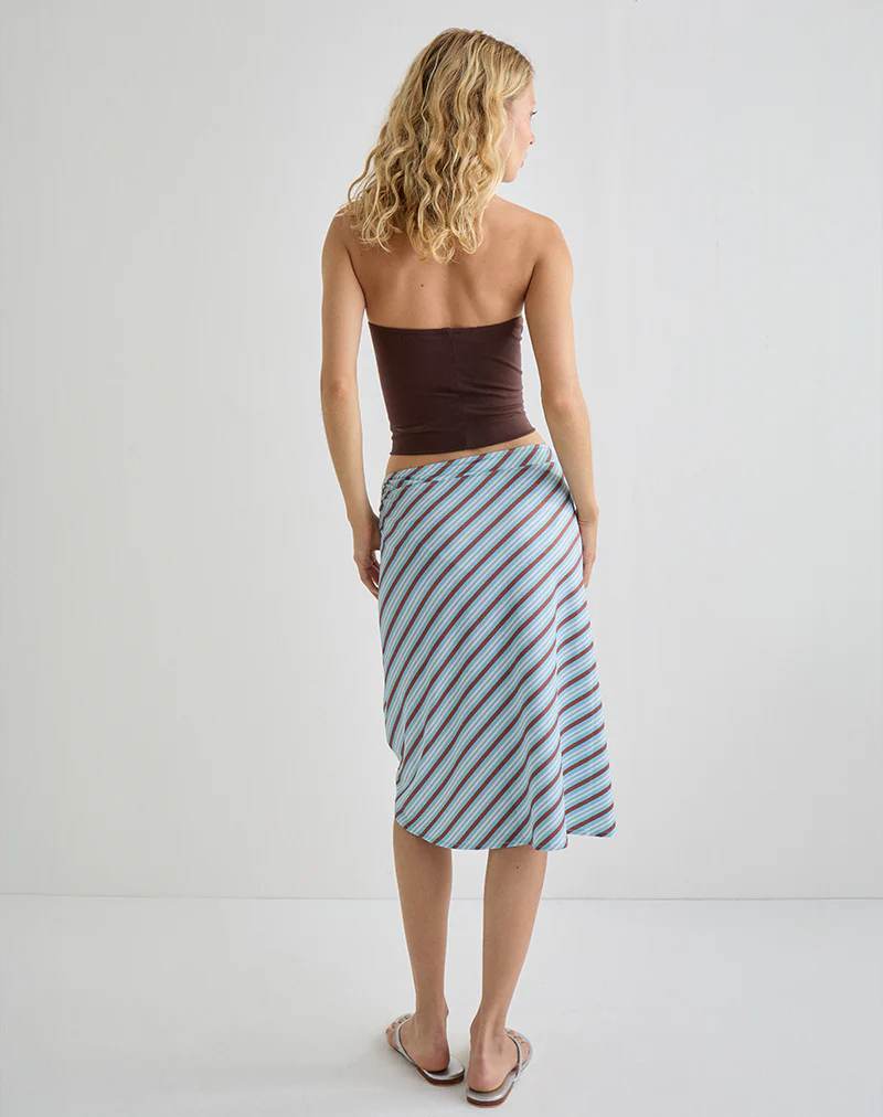 Esmeray Midi Skirt in Diagonal Stripe Light Blue - Image 5