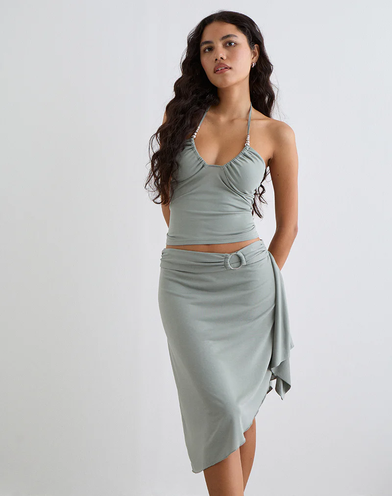 Esmeray Midi Ring Skirt in London Fog - Image 3