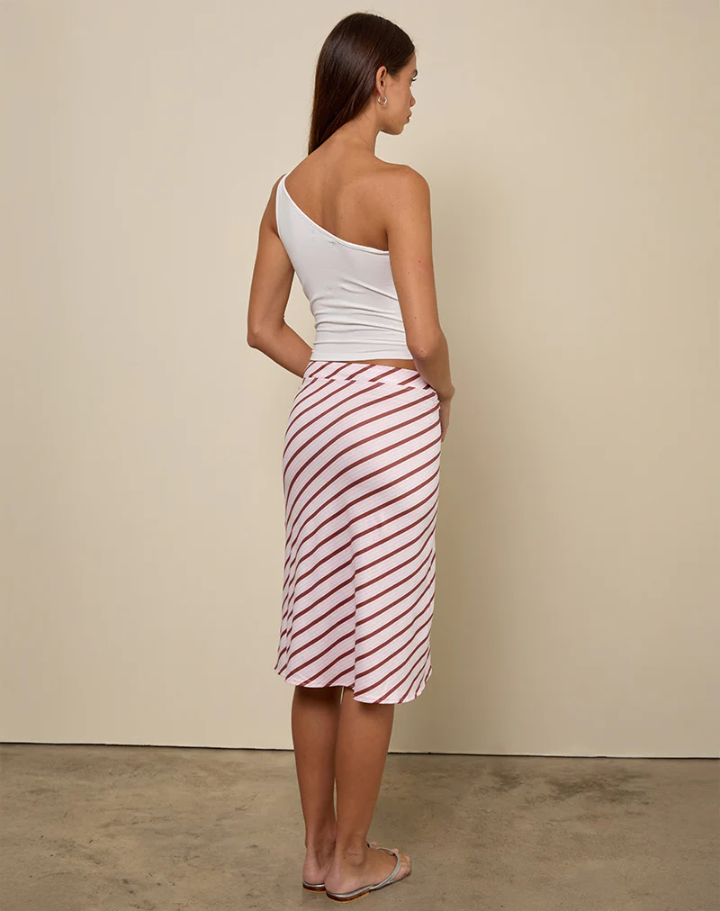 Esmeray Midi Skirt in Diagonal Stripe Pink - Image 5