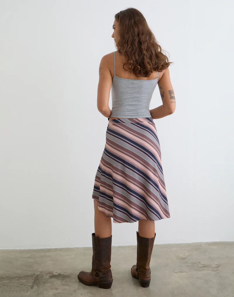 Esmeray Midi Skirt in Mixed Stripe Brown - Image 5