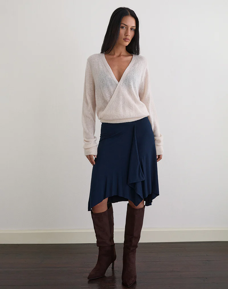 Esmeray Midi Skirt in Navy - Image 2