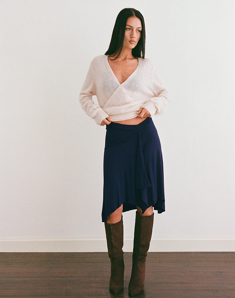 Esmeray Midi Skirt in Navy - Image 3