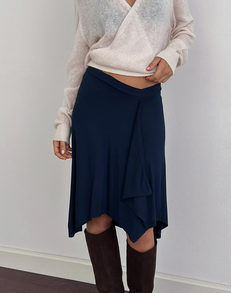 Esmeray Midi Skirt in Navy - Image 5