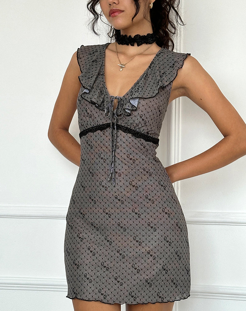 Esther Mesh Mini Dress in Queen of Heart Print - Image 4