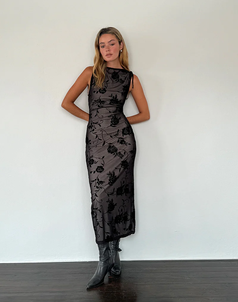 Estoria Midi Dress Black Rose Flock - Image 4