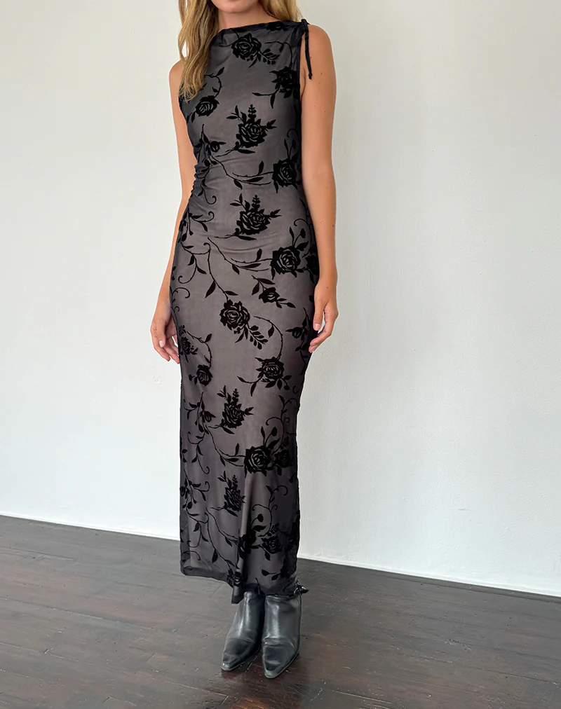 Estoria Midi Dress Black Rose Flock - Image 5