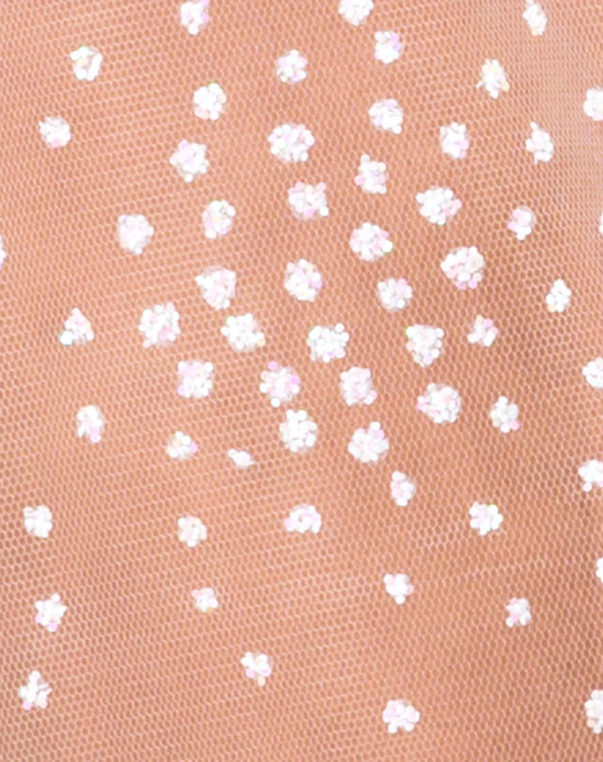 Ether Longsleeve Top in White Glitter on Net White - Image 5
