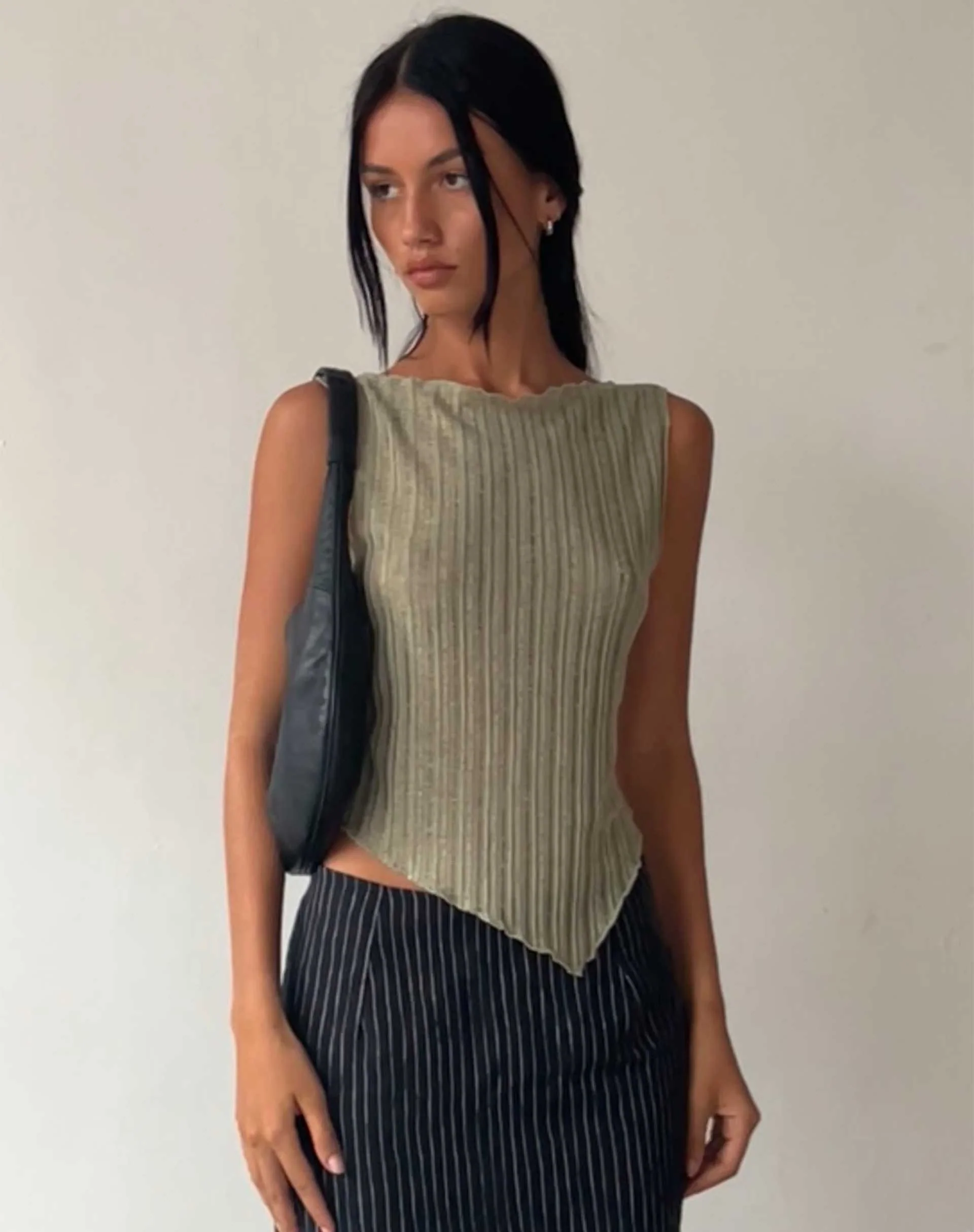 Etta Knitted Vest Top in Sage - Image 2