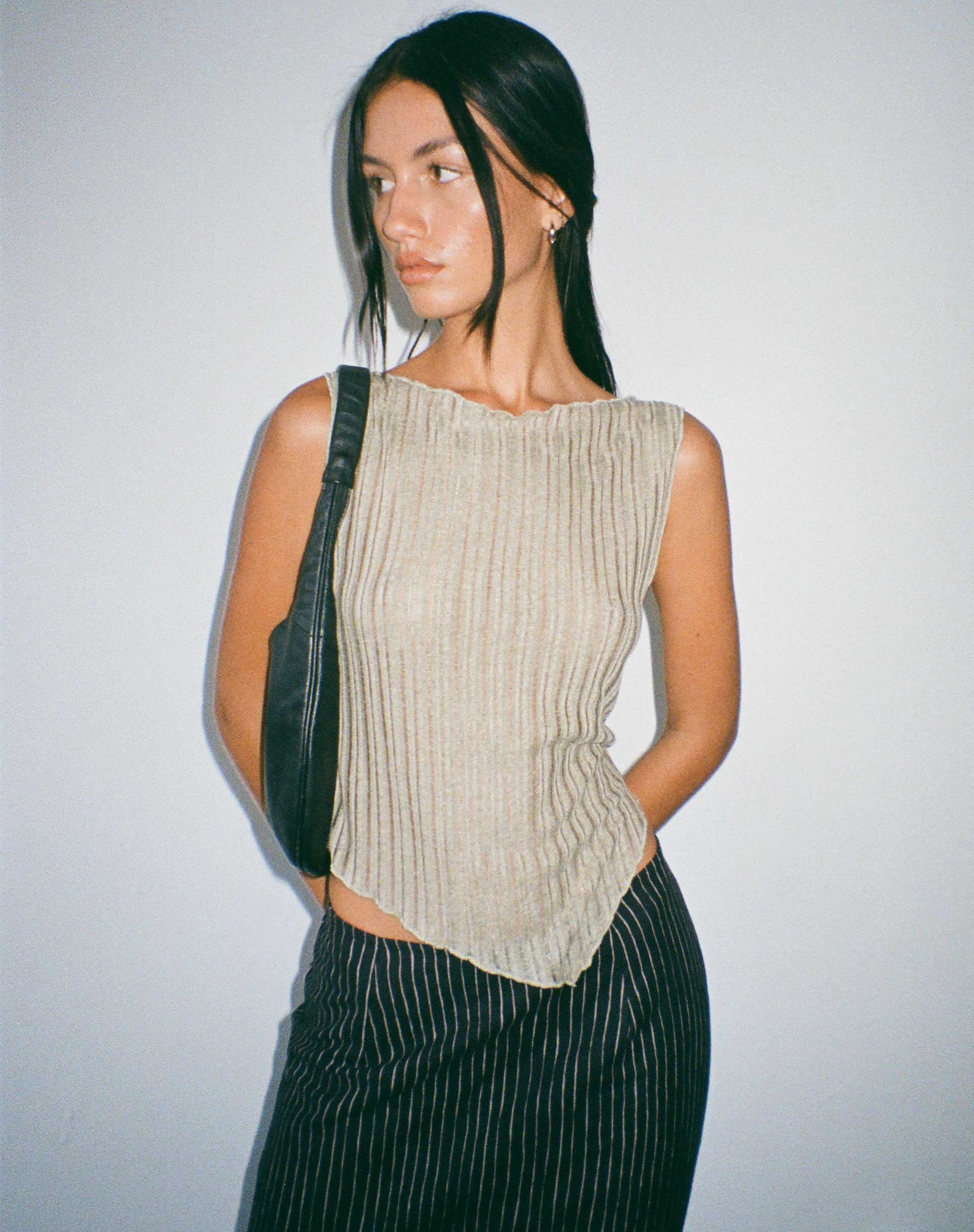 Etta Knitted Vest Top in Sage - Image 5