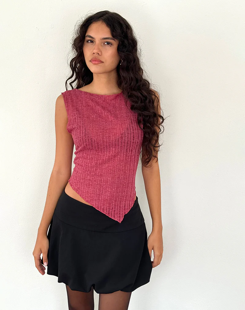 Etta Vest Top in Burgundy - Image 5