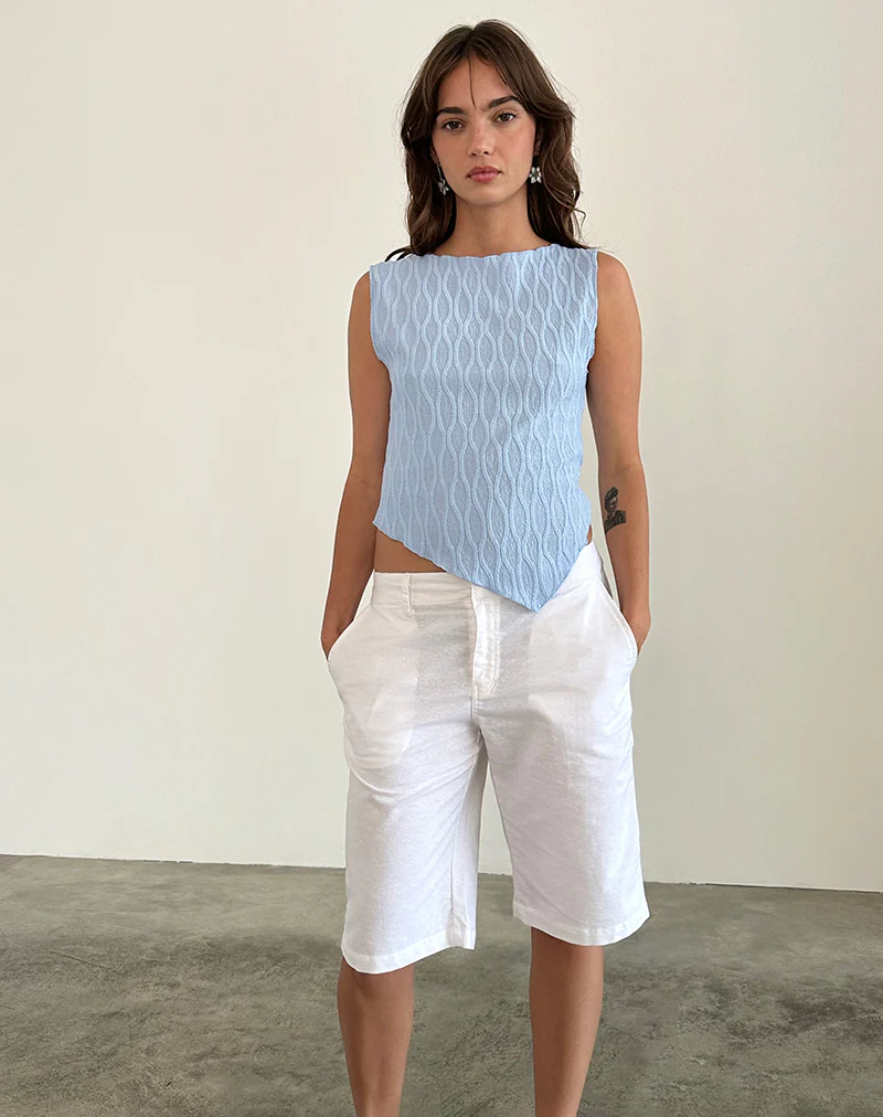 Etta Vest Top in Crinkle Blue - Image 3