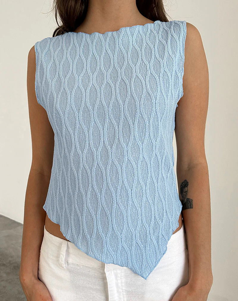 Etta Vest Top in Crinkle Blue - Image 4