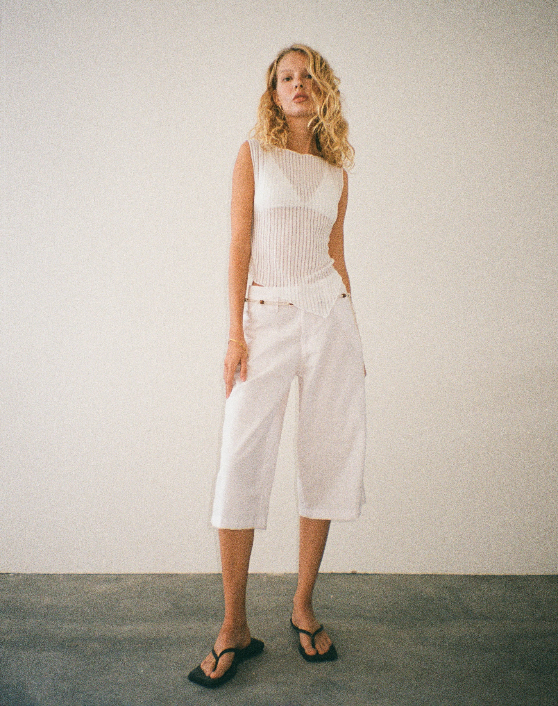 Etta Knitted Vest Top In Ivory - Image 3