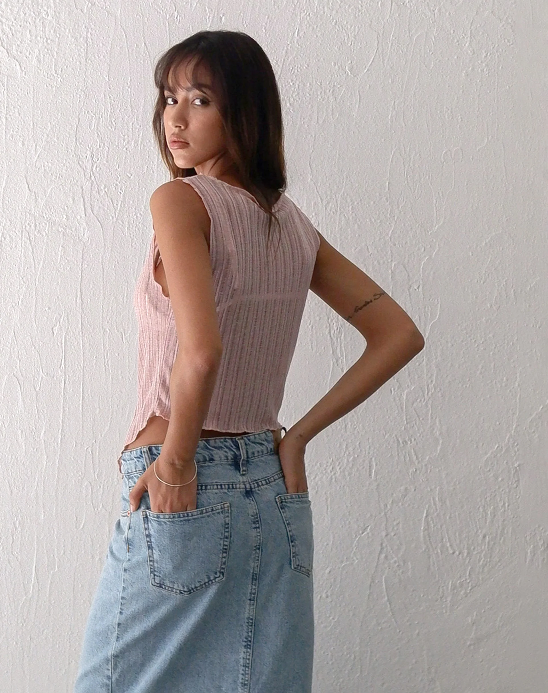 Etta Knitted Vest Top In Pink - Image 6