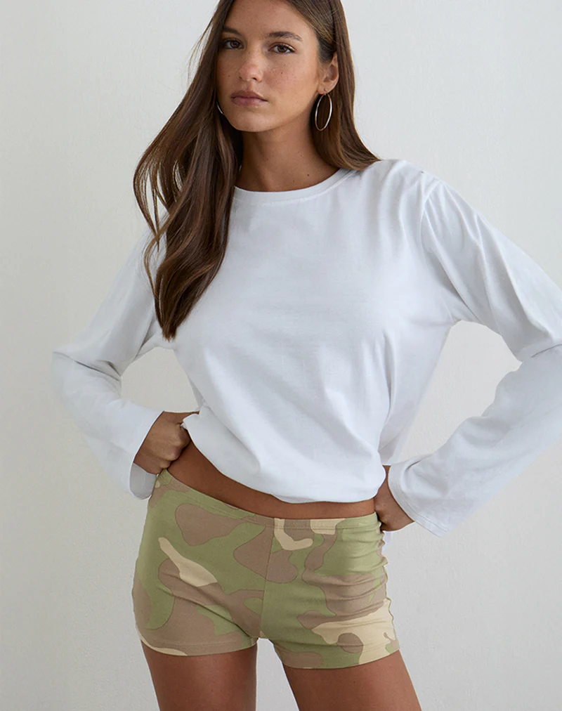 Eunia Micro Short in Blurry Camo Khaki - Image 4