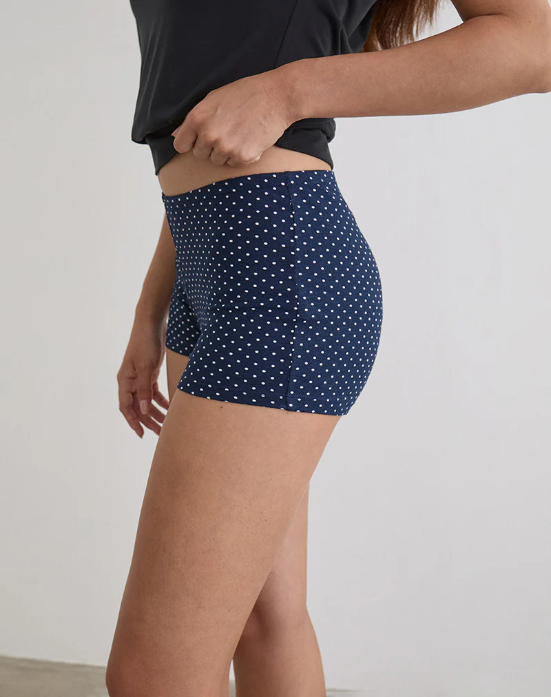 Eunia Short in Navy with Micro Polka Print - Image 2