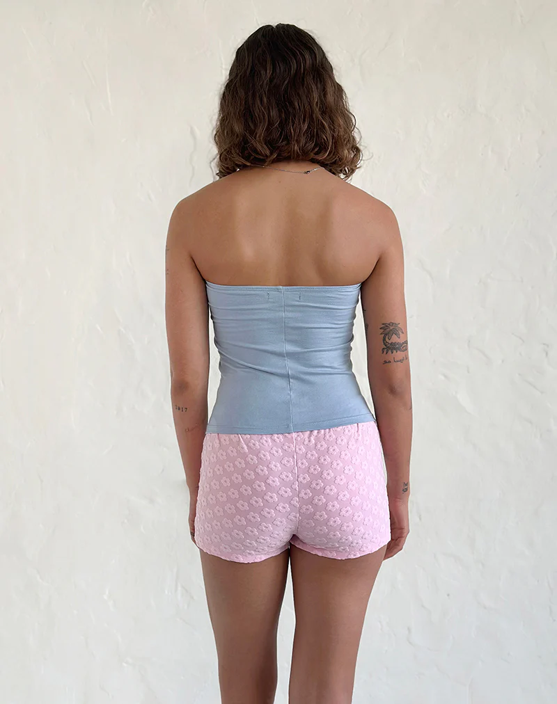 Eunia Micro Shorts in Mini Floral Terry Pink - Image 4