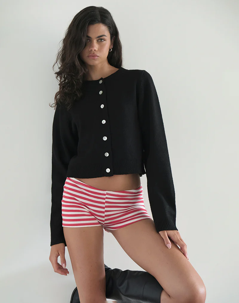 Eunia Micro Shorts in Red and White Stripe - Image 3