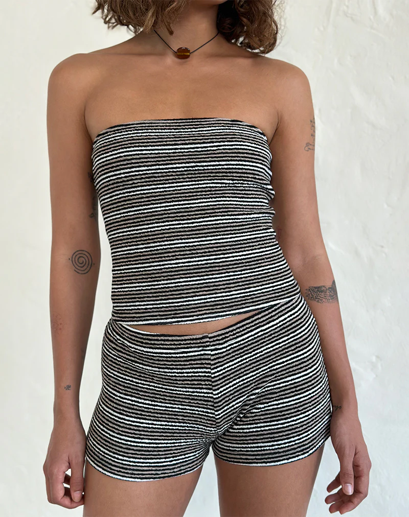 Eunia Shorts in Black and Brown Stripe - Image 3