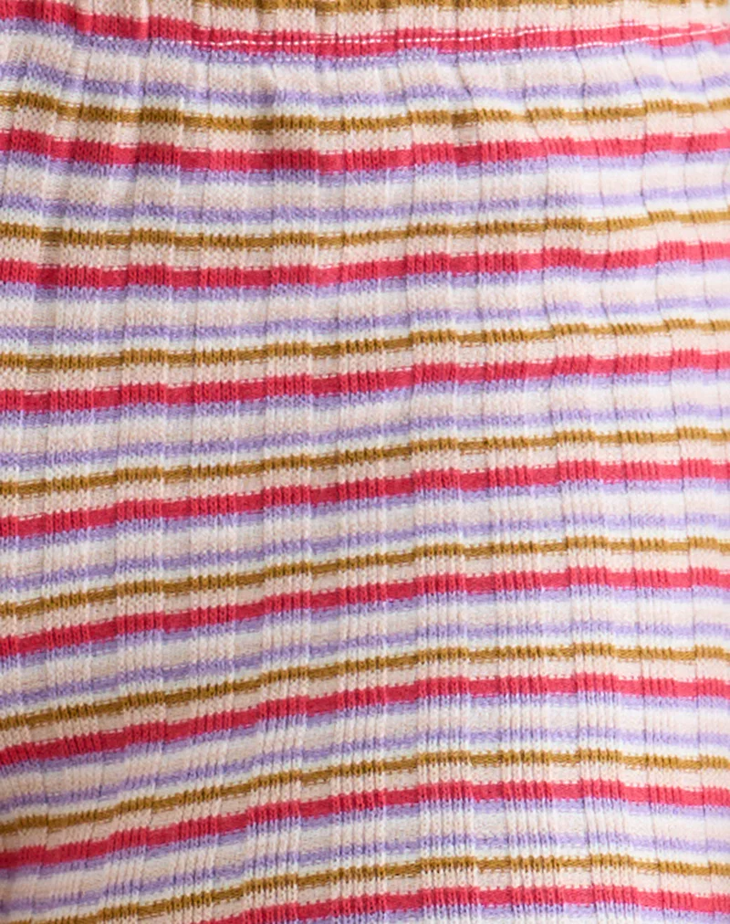 Eunia Shorts in Stripe Rib Pink and Lilac - Image 6