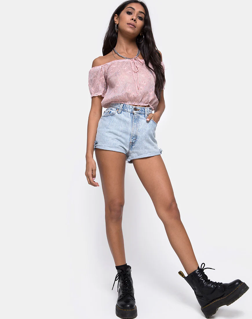 Eva Crop Top in Lace Rose - Image 3