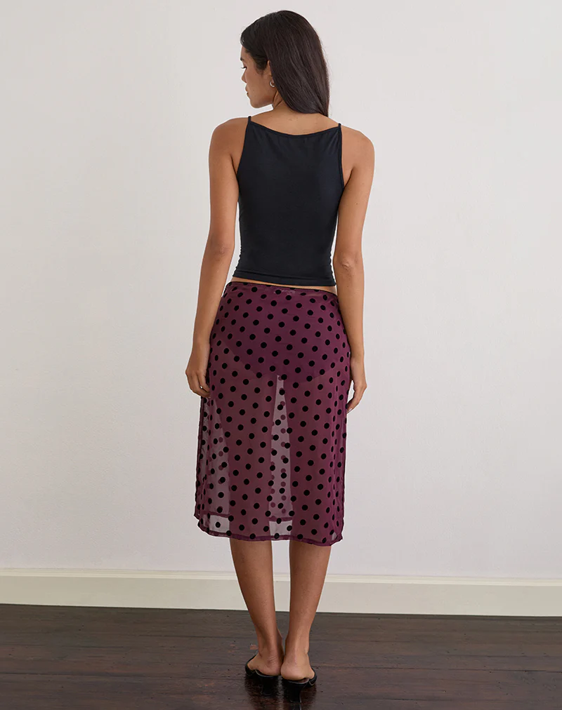 Evani Unlined Midi Skirt in Vintage Polka Maroon - Image 5