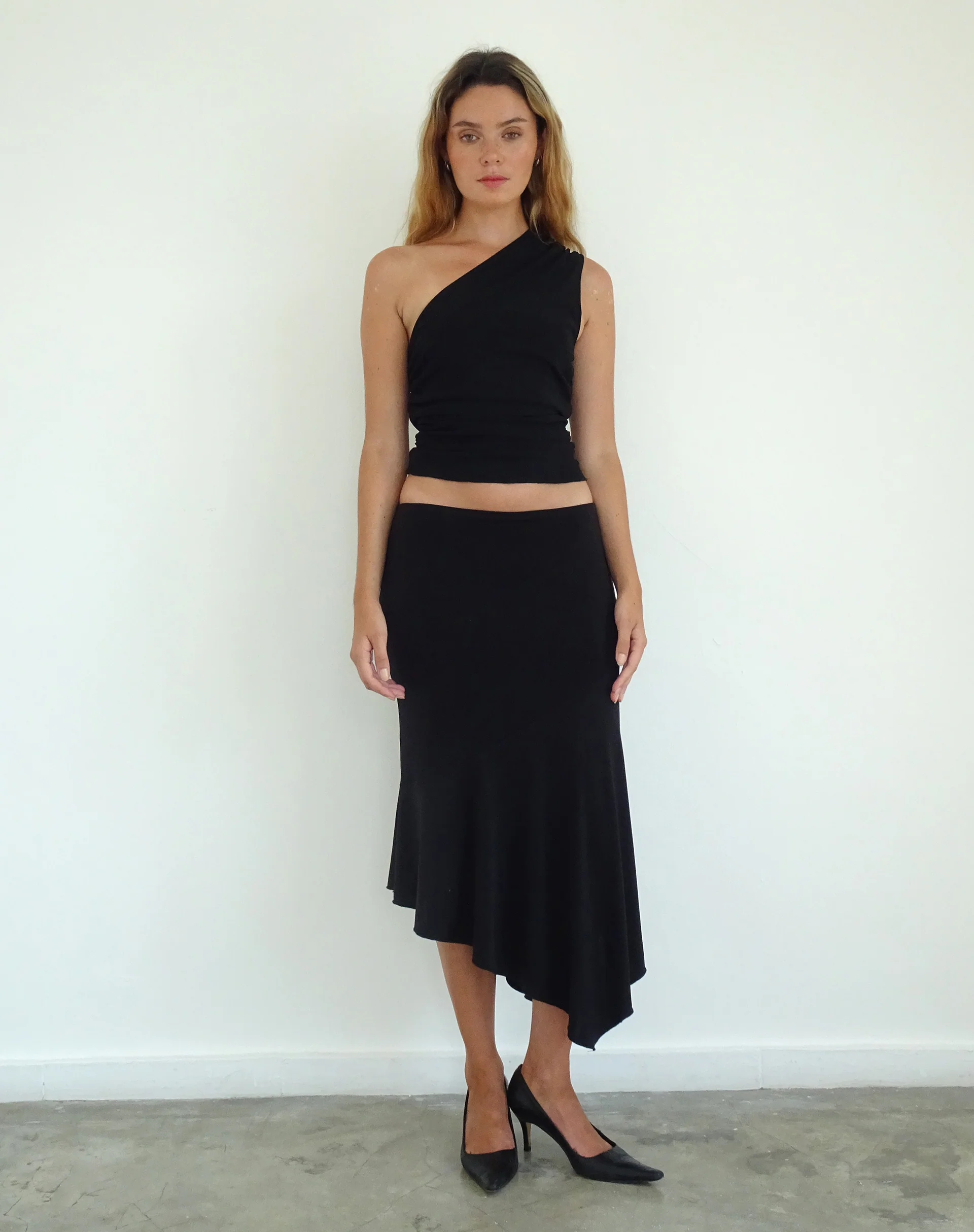 Evelina One Shoulder Top in Black Mesh - Image 5
