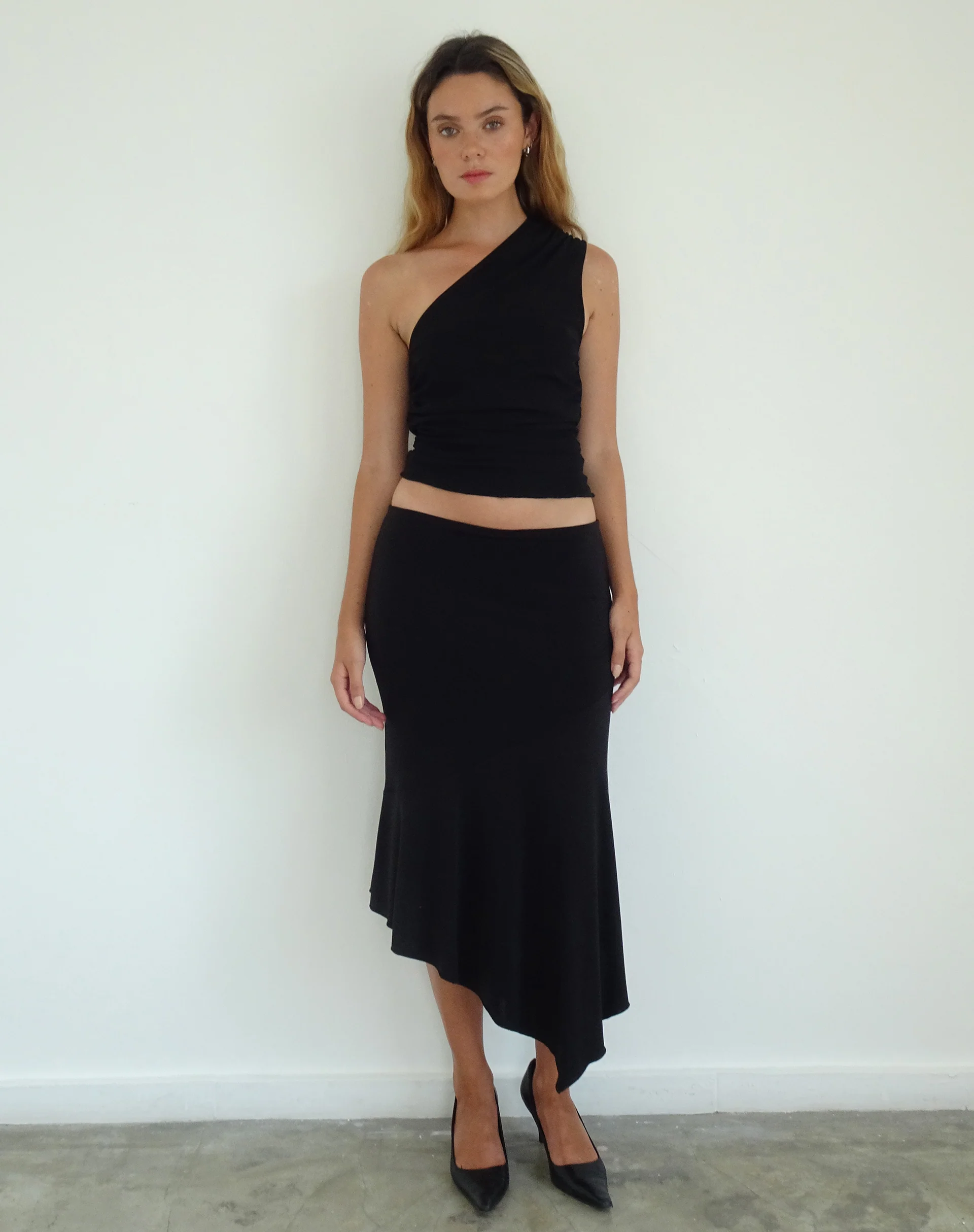 Evelina One Shoulder Top in Black Mesh - Image 6