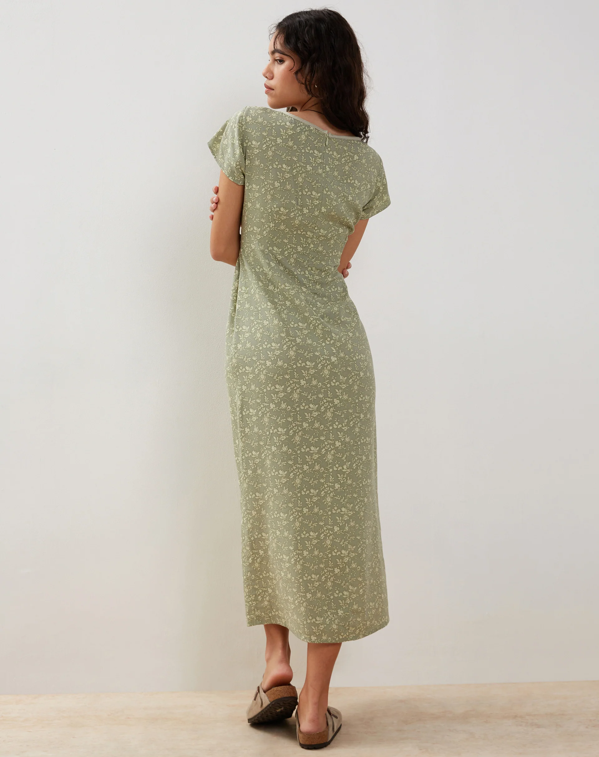 Eviaso Midi Dress in Ditsy Mix Floral Green - Image 6