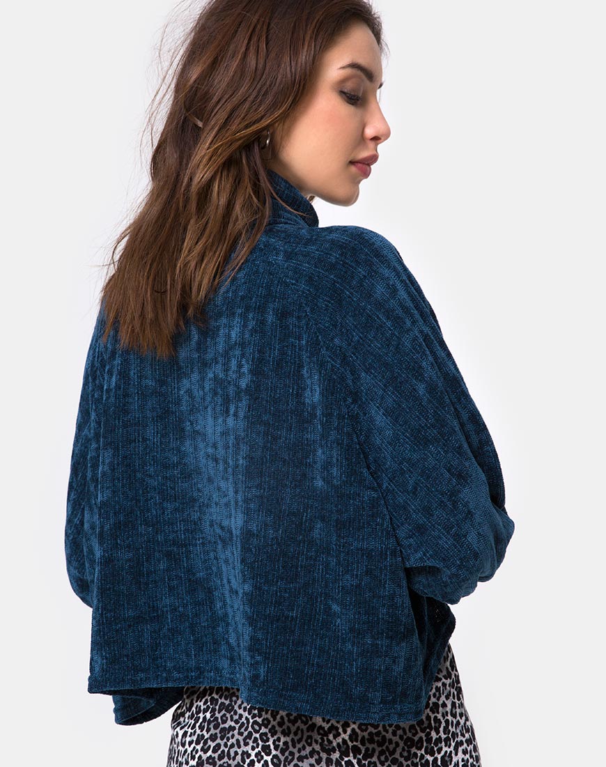 Evie Cropped Sweatshirt in Chenille Blue - Image 2