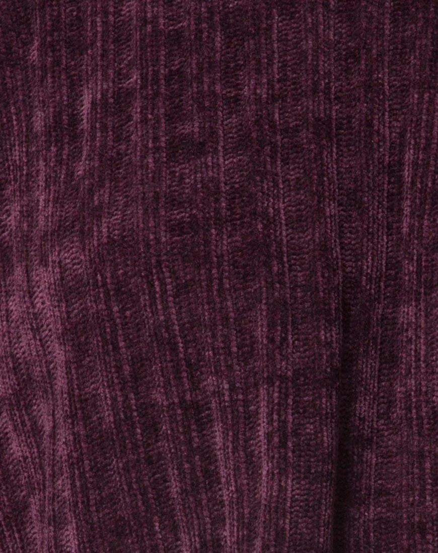 Evie Cropped Sweatshirt in Chenille Plum - Image 5