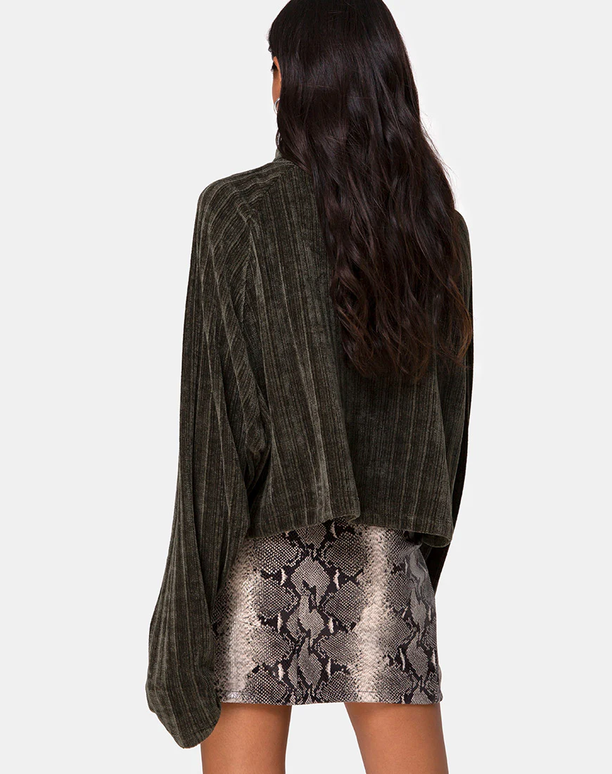 Evie Cropped Sweater in Khaki Chenille - Image 3