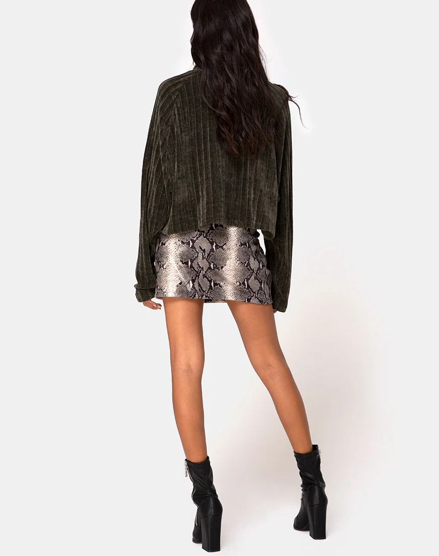 Evie Cropped Sweater in Khaki Chenille - Image 5