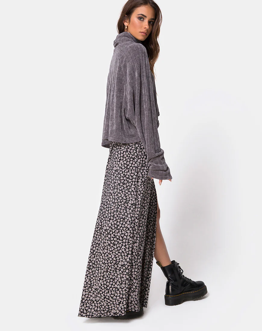 Evie Cropped Sweatshirt in Chenille Grey - Image 4