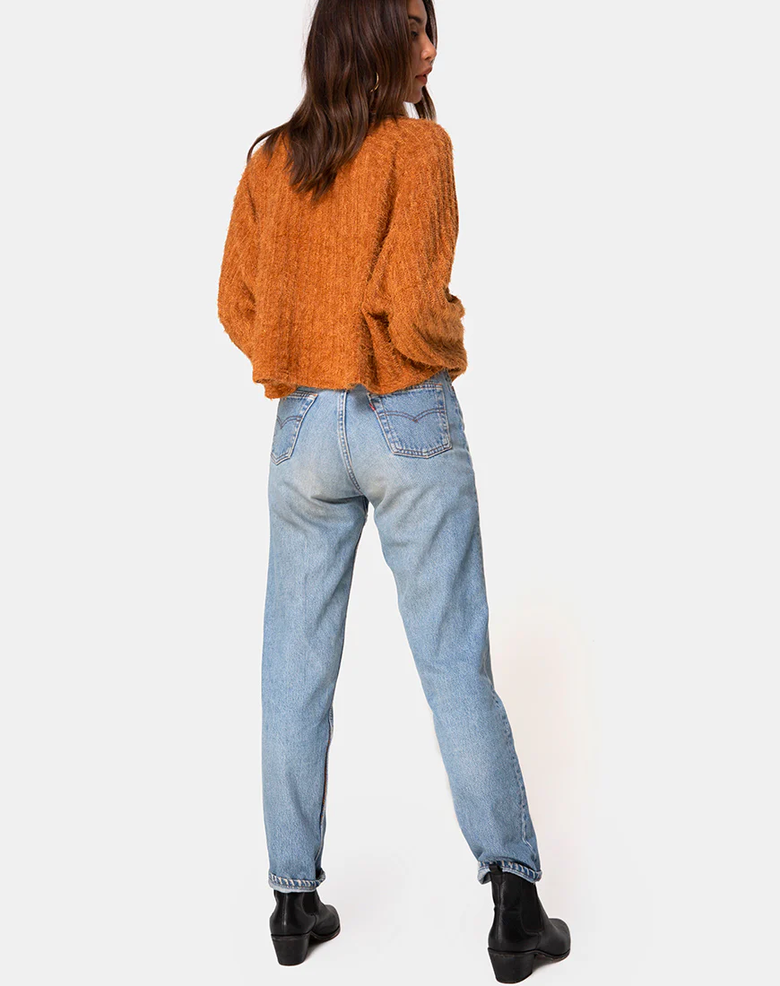 Evie Cropped Sweatshirt in Rust Knit - Image 4