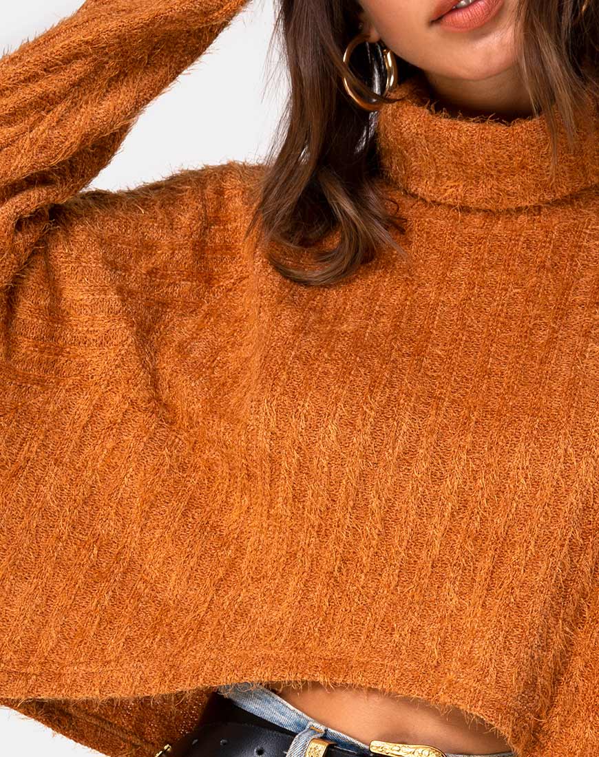 Evie Cropped Sweatshirt in Rust Knit - Image 5