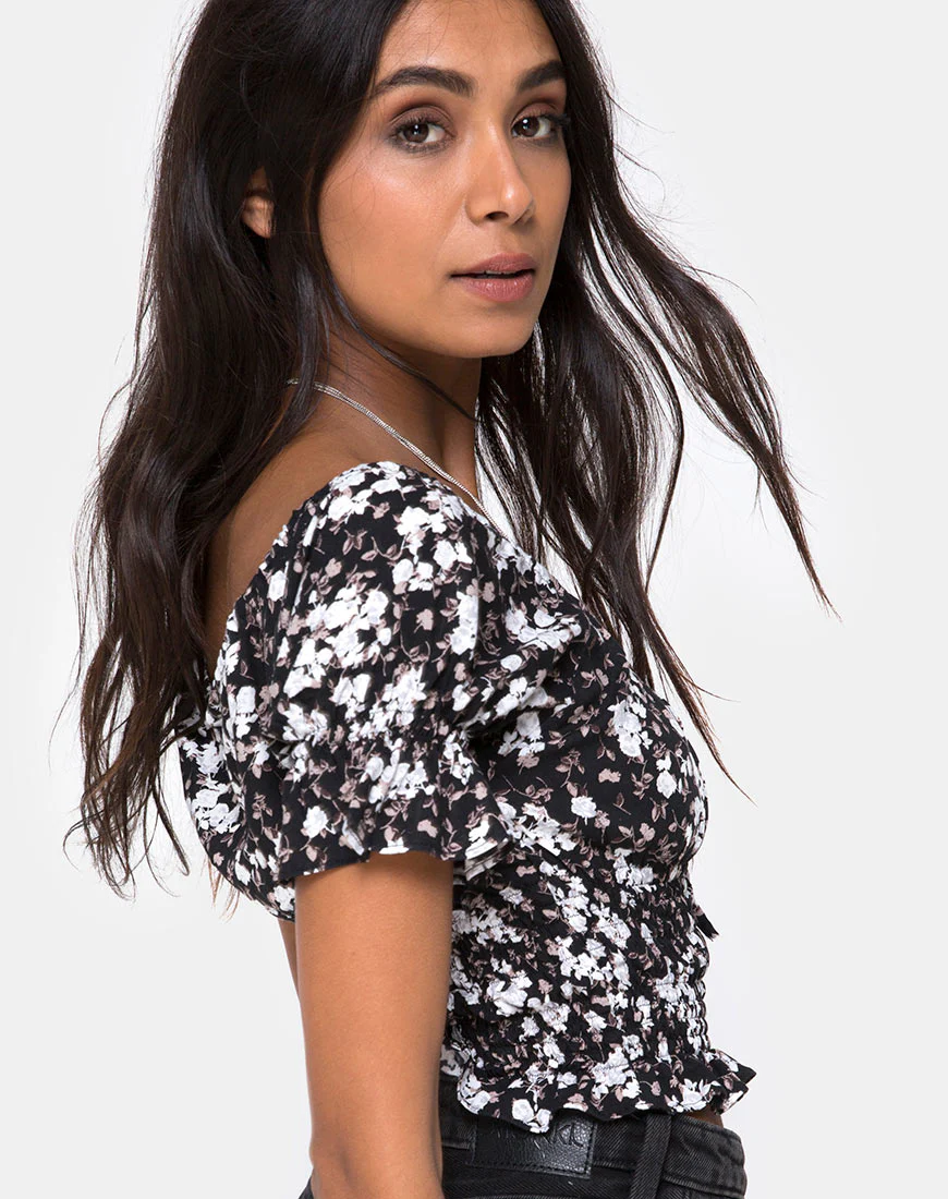Evony Top in Dark Wild Flower - Image 2