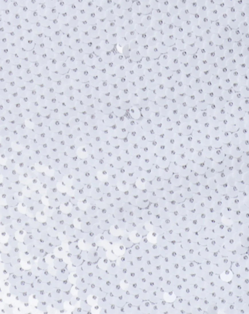 Ewi Skirt in Fishcale Sequin White Matte - Image 5