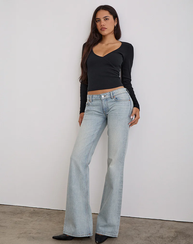 Extra Low Rise Flare in Breeze Blue Wash - Image 4