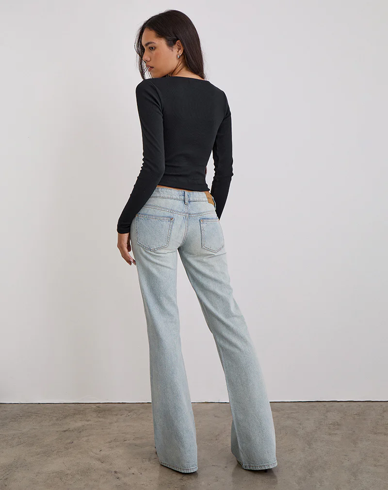 Extra Low Rise Flare in Breeze Blue Wash - Image 6