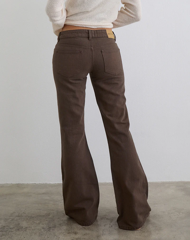 Extra Low Rise Flare Jeans in Dark Chocolate - Image 6