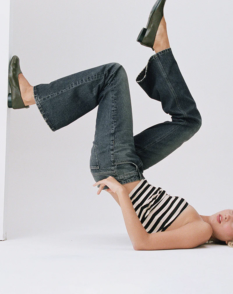 Extra Low Rise Flare Jeans in Dirty Green - Image 2