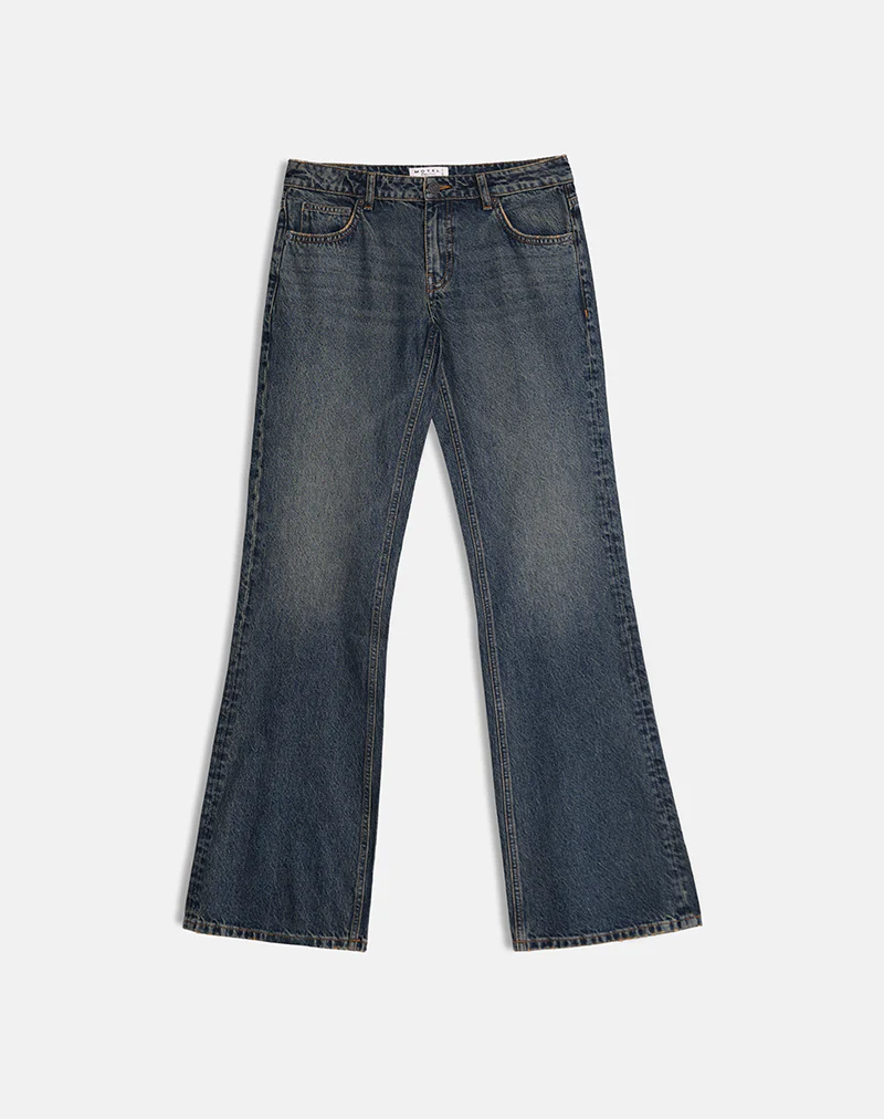 Extra Low Rise Flare Jeans in Dirty Green - Image 6
