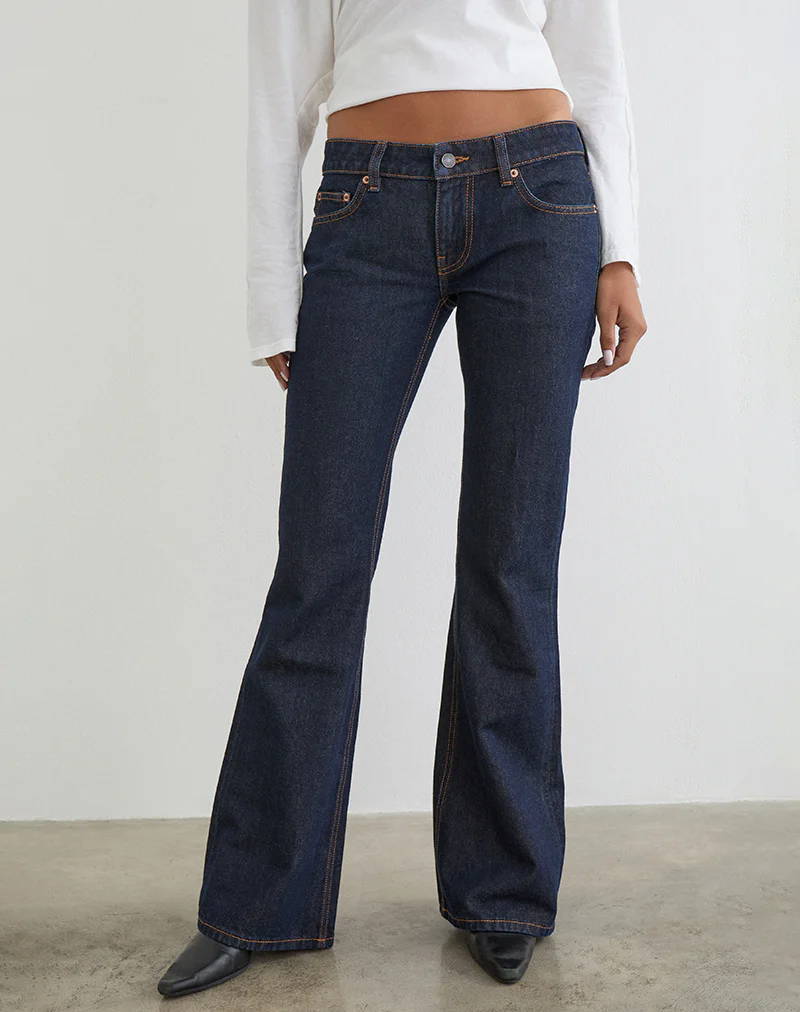 Extra Low Rise Flare Jeans in Indigo - Image 2