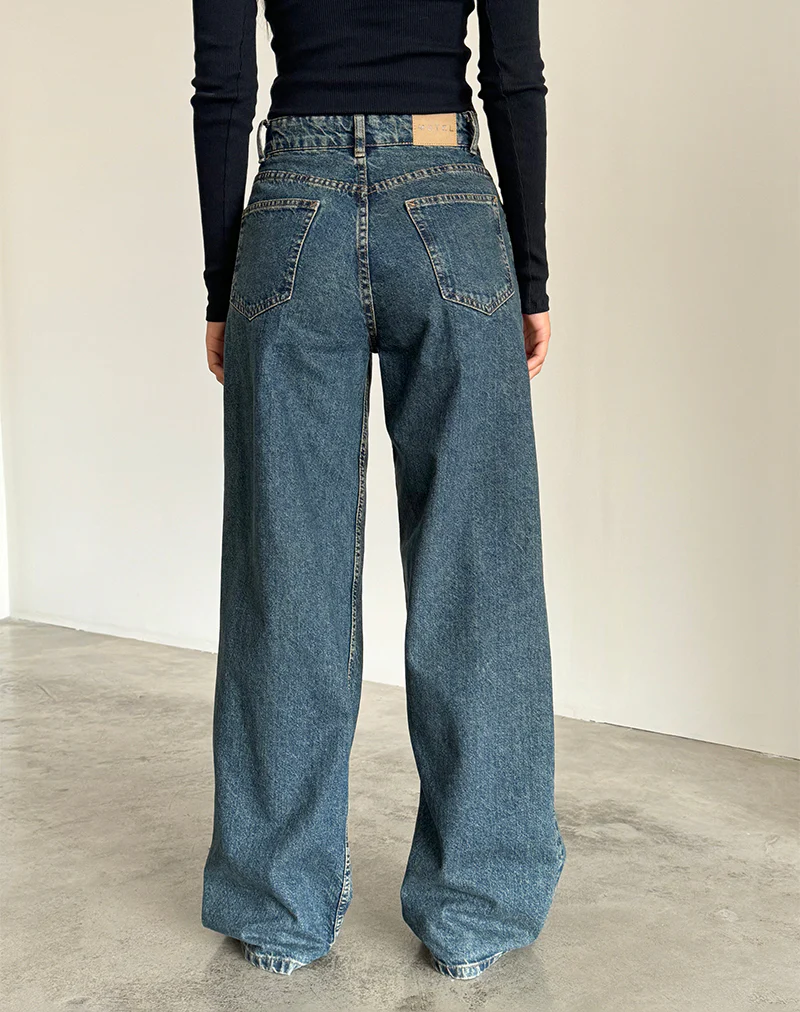 Roomy Extra Wide Jeans in Brown Blue Acid - Image 3